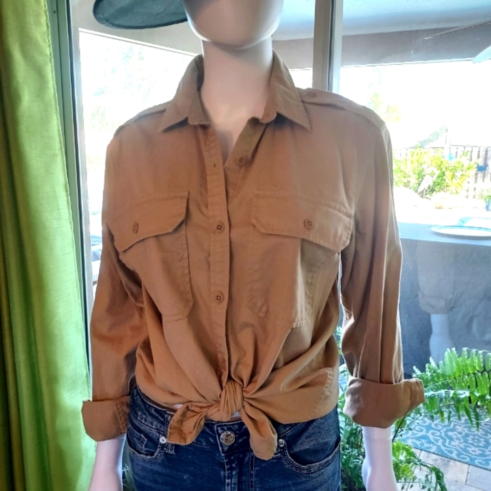 Lauren Ralph Lauren 100% Khaki Cotton Shirt.